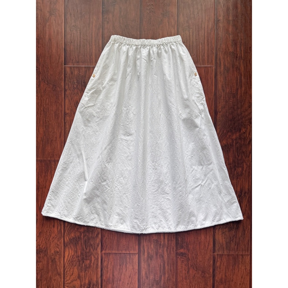 Rudy Jude Cafe Midi Skirt White Organic Cotton Pockets Sz XS Quiet Luxury - Picture 3 of 16
